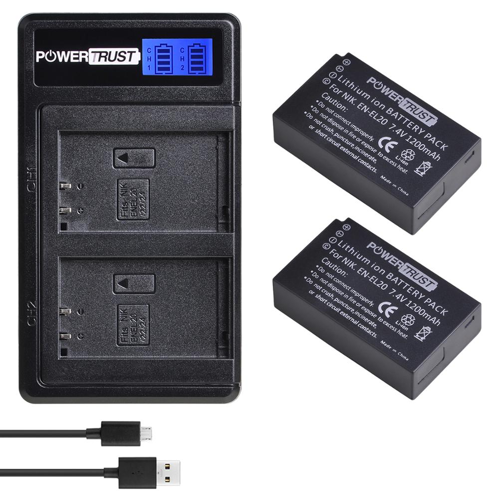 2 stk en -el20 en el20 enel 20 en el20a batteri og lcd dobbel lader for nikon coolpix  p1000 nikon 1 j1, j2, j3 nikon 1 aw1