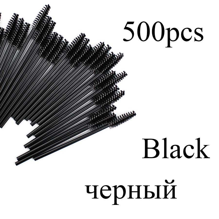 500 Stks/pak Wegwerp Kristal Wimper Borstel Kam Wimpers Extension Mascara Wands Make-Up Professionele Beauty Tool: 500pcs Black