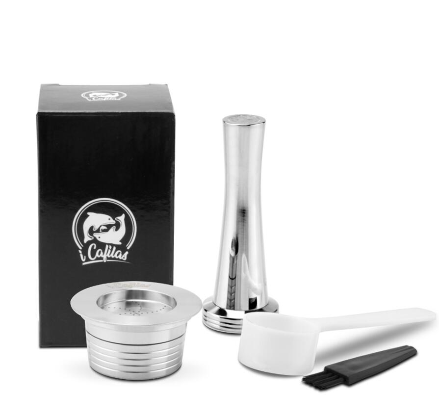 ICafilas-filtros reutilizables de café azul para máquina Lavazza, cápsula rellenable de acero inoxidable, LB951 y CB-100: 1Capsule 1 tamper