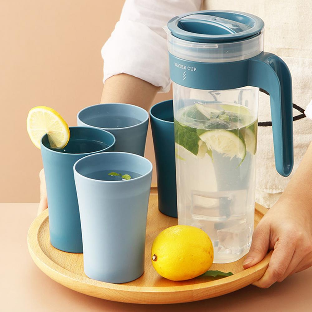 1 Set 1000Ml Koud Water Pot Verwarmde Slip Grote Capaciteit Veilig Gezonde Sap Plastic Water Pot Koud Water Fles met Cups