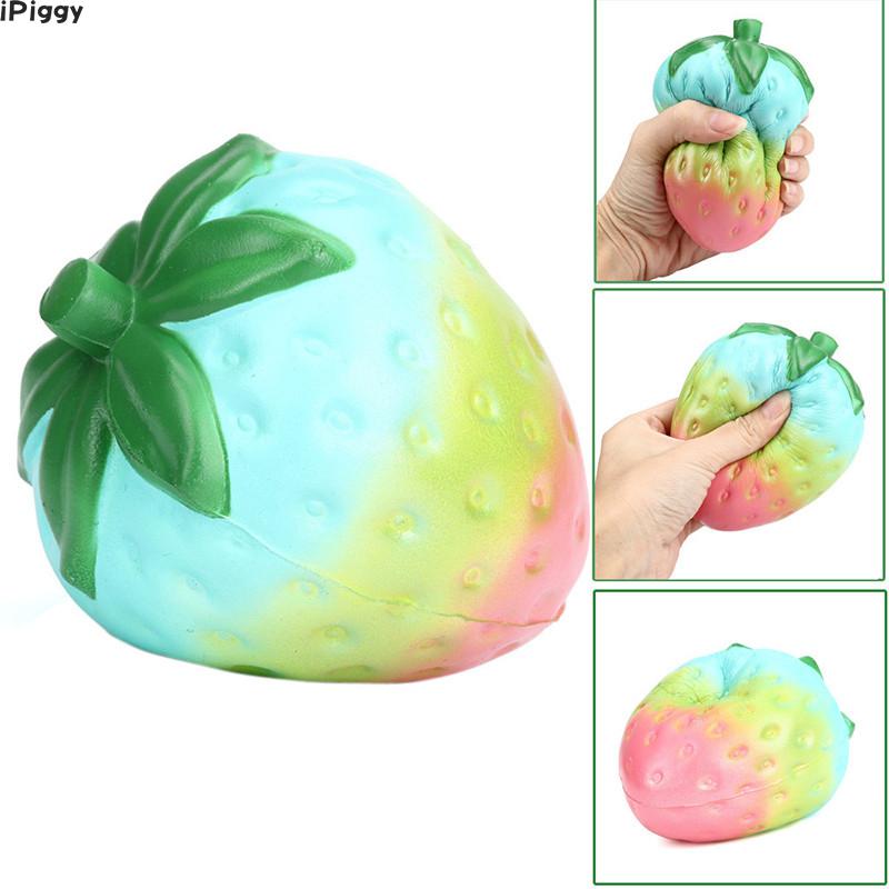 iPiggy 1PC Rainbow Strawberry Squishy Super Jumbo Scented Slow Rising Rare Fun Toy For Children Adults Relieves Stress Anxiety