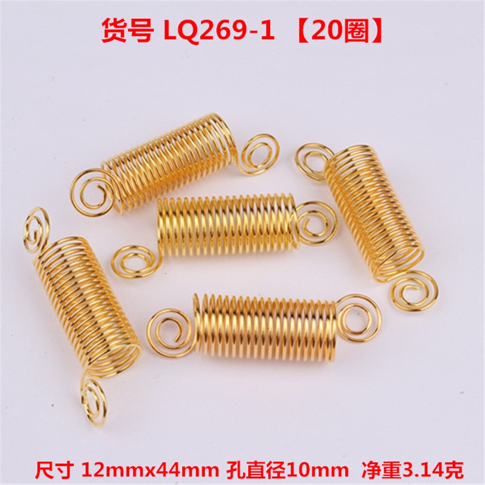 50PCS 10mm Hair Rings Braid Dreadlock Beads Stretch Spiral Shape Hair Cuffs Clips Tube For Braid Hairstyling Accessories Gold