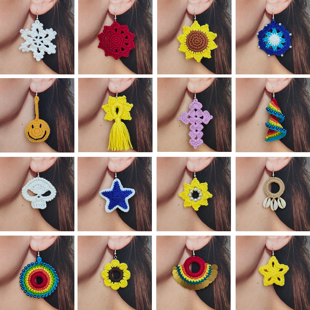 Orecchini con croci tutto'uncinetto per donna Accessori fatti a mano Gioielli Articoli essenziali per le vacanze quotidiane