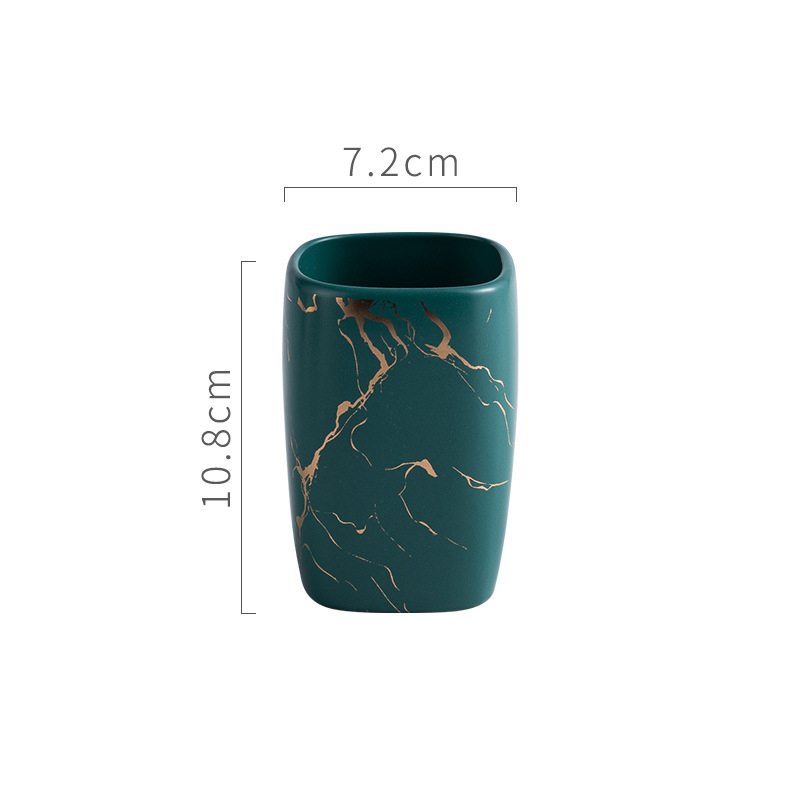 Céramique Dentifrice Brosse À Dents Tasse Luxe Rince-bouche Tasse Accessoires De Salle De Bain Fournitures De Salle De Bain: vert militaire