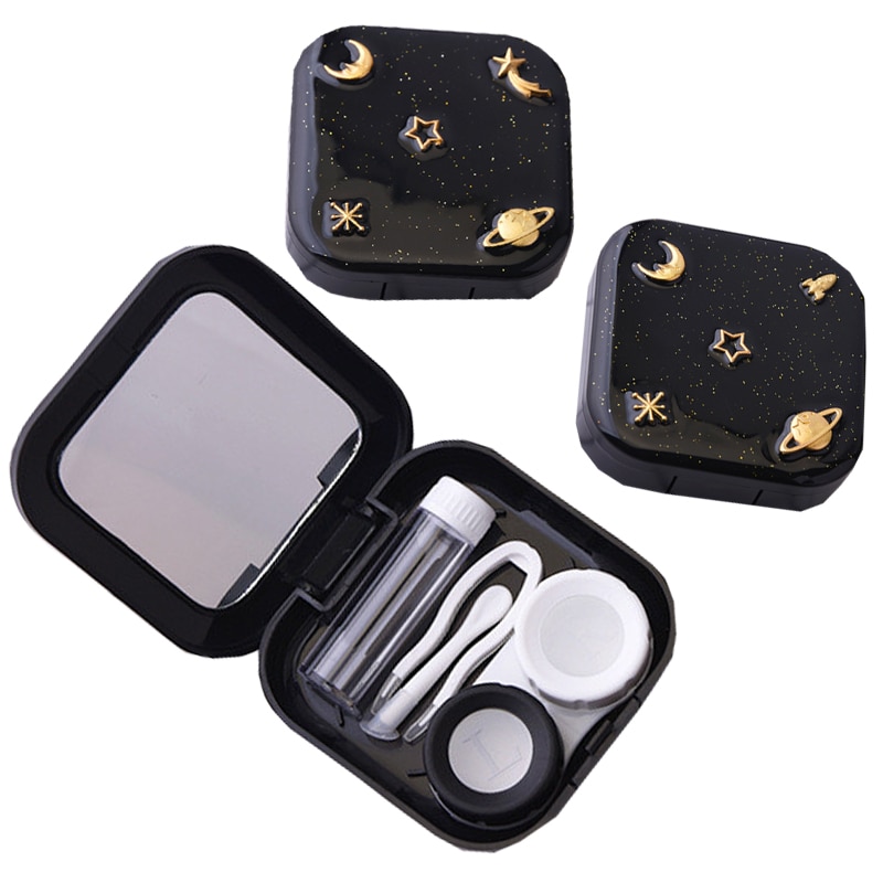 Portable Contact Lens Case with Mirror Women Man Travel Contact Lenses Box Mini Square Contact Lens Container Lentes De Contacto