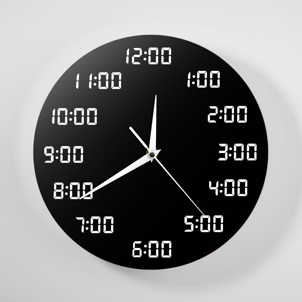 Analogous Digital Wall Clock Humorously Round Wall Clock In Digital Display Indoor Home Decor Simple Clock Wall Watch