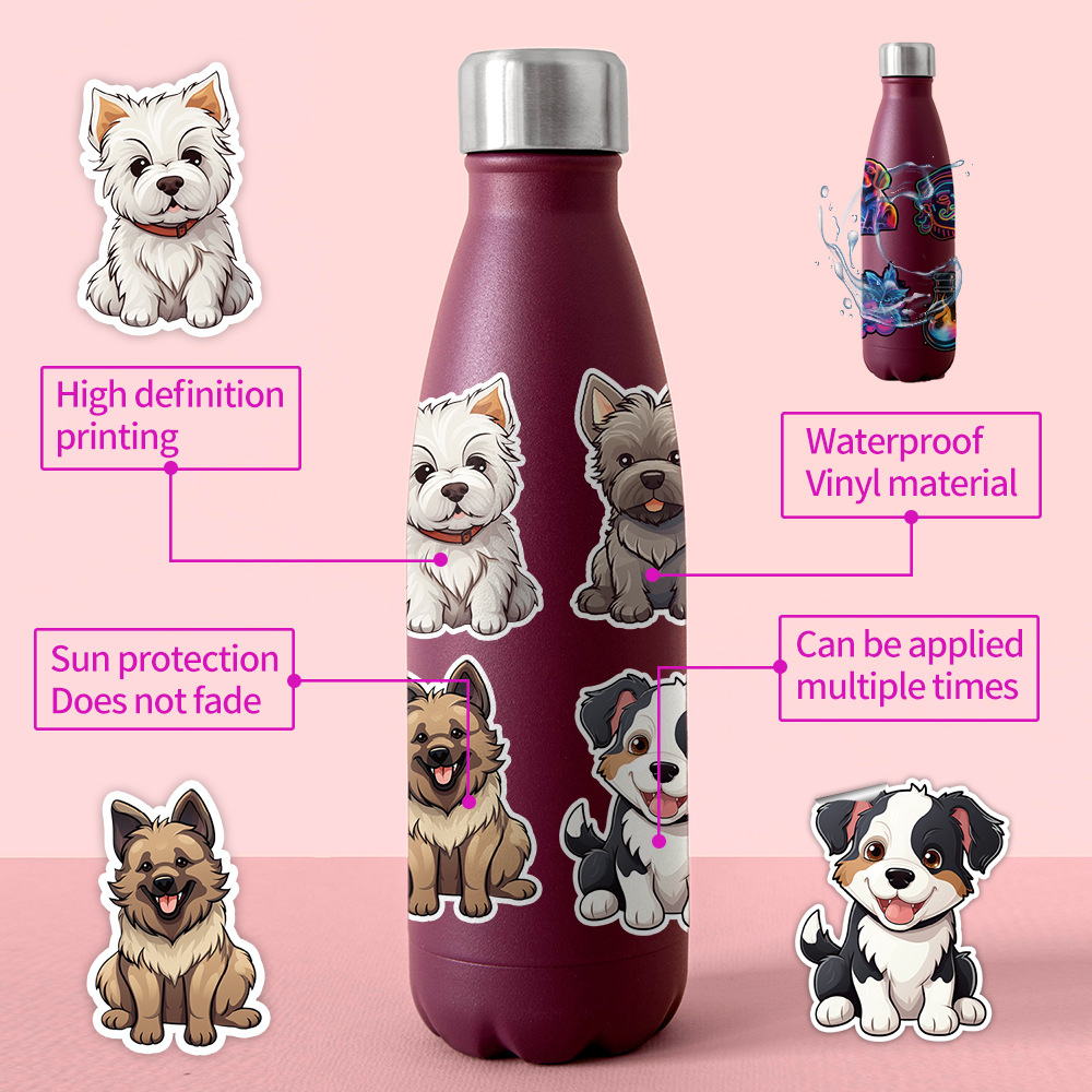 10/100Pcs Cute Puppy Dogs Stickers Dog Kawaii Pet Cartoon Animals Waterproof Stickers for DIY Laptop Phone Decoration