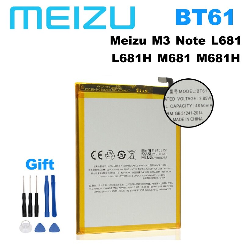 Meizu BT61 4000Mah 100% Originele Batterij Voor Meizu M3 Note L681 L681H M681 M681H Telefoon Productie Batterij + tracking Nummer