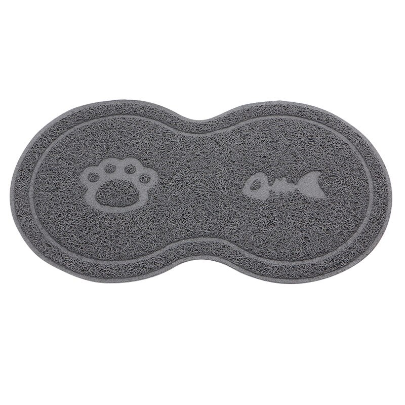 Cat Bowl Mat Dog Pet Feeding Water Food Dish Tray Wipe Clean Floor PVC Placemat: Gray