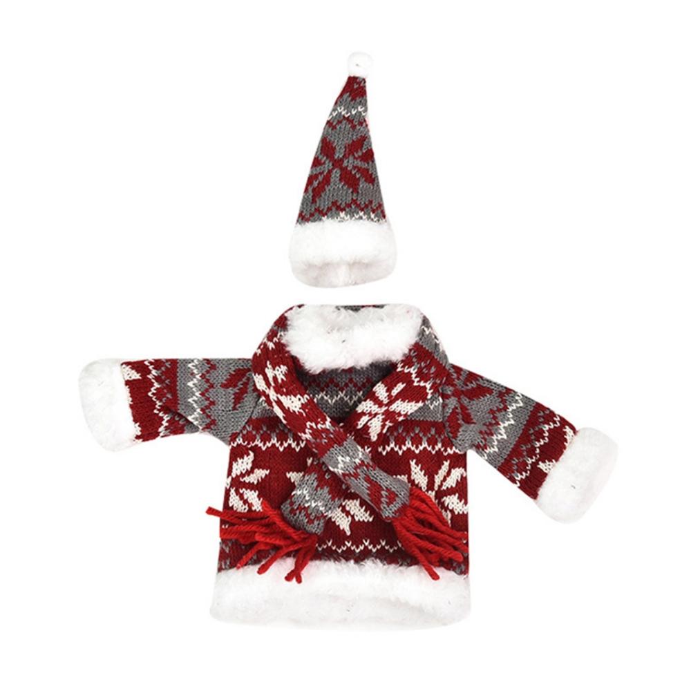 Copos de garrafa de vinho bonito camisola de malha capa de férias conjunto festa de natal festival jantar decorações de mesa: A