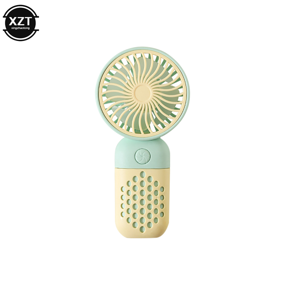 Portable Mini Handheld Fan USB Charging Mute Pocket Fan Strong Winds for Summer Outside Travel Artifact: green