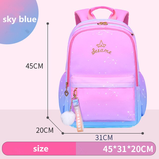 Nuovo Zaino Della Ragazza Per La Scuola zaini Ragazze di nylon Ortopedico Borse Da Scuola Bambini Della Primaria Zaini Grado 1-6 bambini mochila: L sky blue