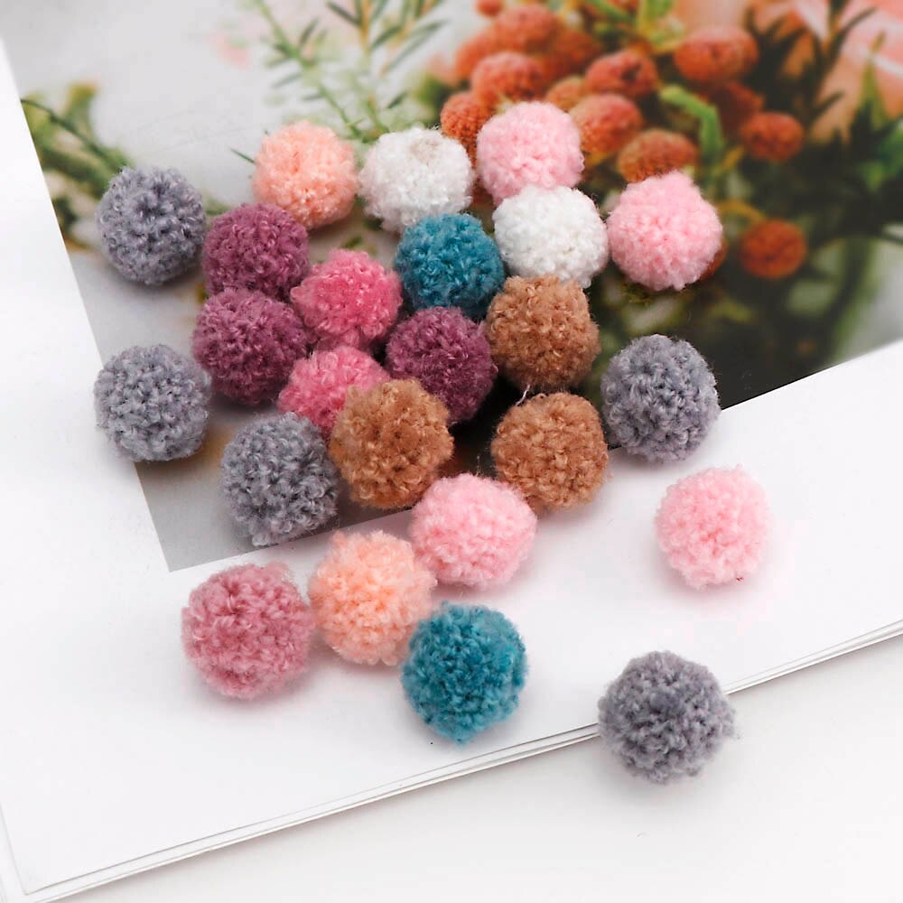 50 stk koreanske skærmblondebolde pom pom plysbolde 15mm/20mm mini frynser strikket stof håndlavet gør-det-selv håndværk hovedbeklædning bryllup dekoration