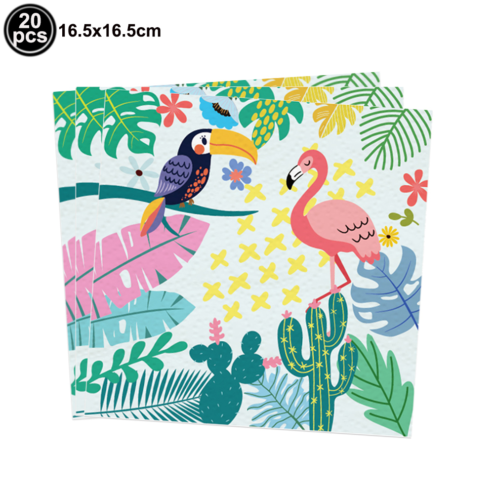 Hawaiiansk luau-fest engangsservice tropisk flamingo paptallerkener kopper servietter sommer strand aloha tema festdekorationer: Mørkegrå