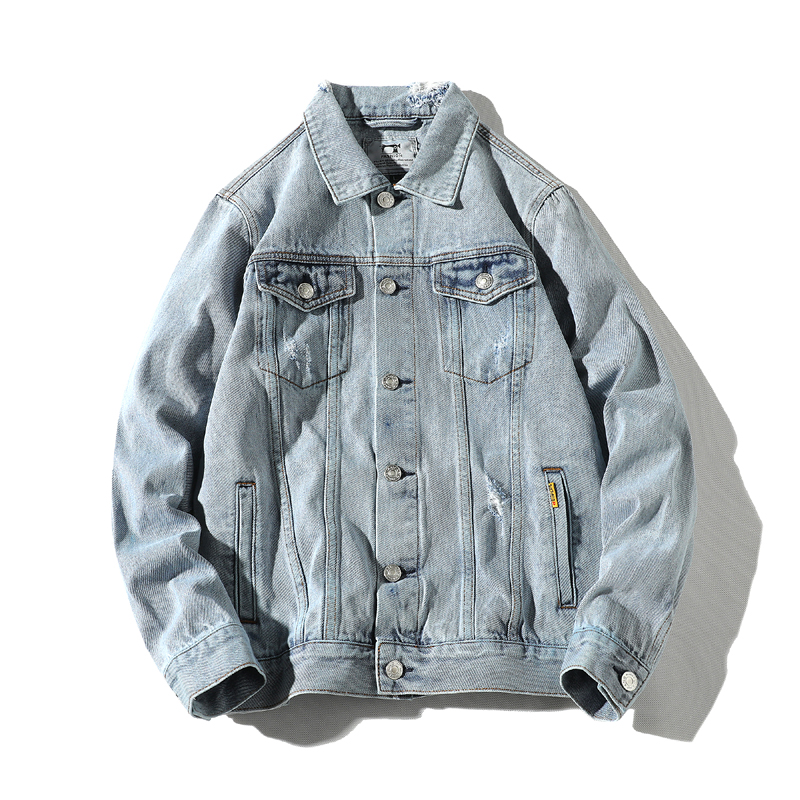 Forårs denim jakke mænd aviator jakke retro denim jakke street tøj trend afslappet frakke