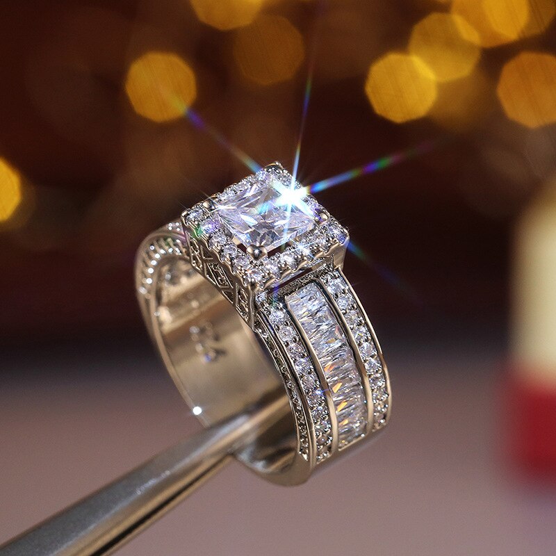 2022 New Luxury Princess Solid silver color designer anello di fidanzamento per le donne anniversario regalo gioielli all'ingrosso R6907