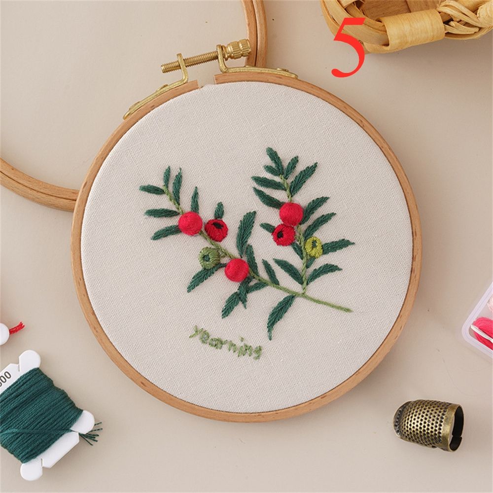 DIY Embroidery Kits Flower Painting Cross Stitch Material Kits Beginner Embroidery Set DIY Needlework Tools NO HOOP: 5