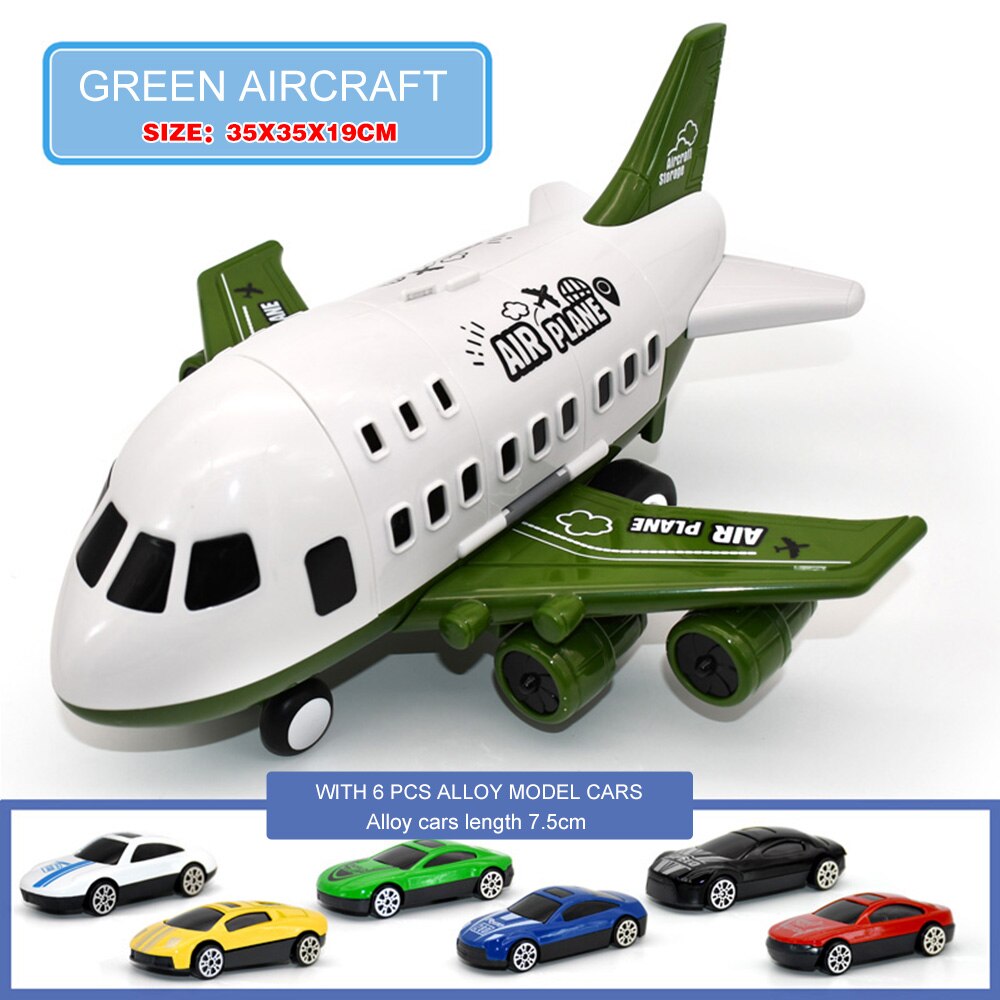 Simulazione Della Pista Inerzia Giocattolo Per Bambini Aeromobili di Grandi Dimensioni Passeggeri Aereo Aereo Di Linea Giocattolo di stoccaggio di Auto In Lega camion veicoli: green plane racecar