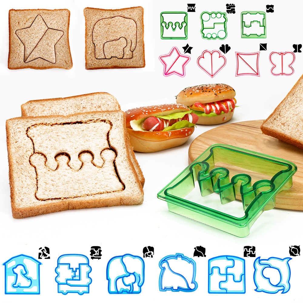 Molde cortador de sándwich con forma de corazón y estrella, cuchillo para pan, molde para galletas, sellador de sándwich, herramientas de pastelería para hornear, máquina para hacer almuerzo para niños
