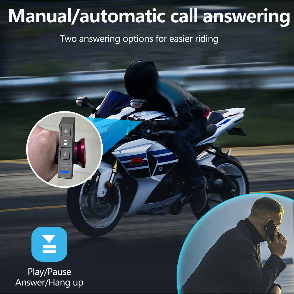 VR Robot Waterproof Wireless Bluetooth Remote Control Button for Helmet Headset Motorcycle/Bike Handlebar Media Controller
