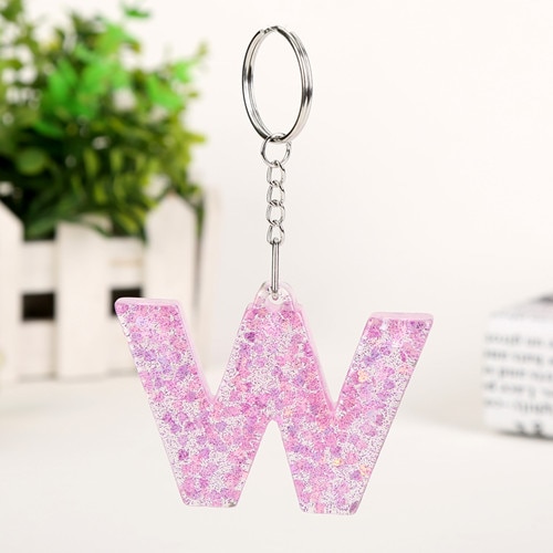 1 Pc Sleutelhanger Engels Brief Sleutelhanger 26 Engels Woord Glitter Hars Een Q Handtas Bedels Voor Vrouw