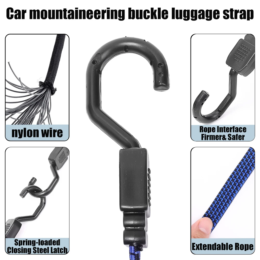 Corda legante elastica multifunzionale per attrezzature da campeggio, tende, deposito pacchi, corriere, trasporto merci, auto
