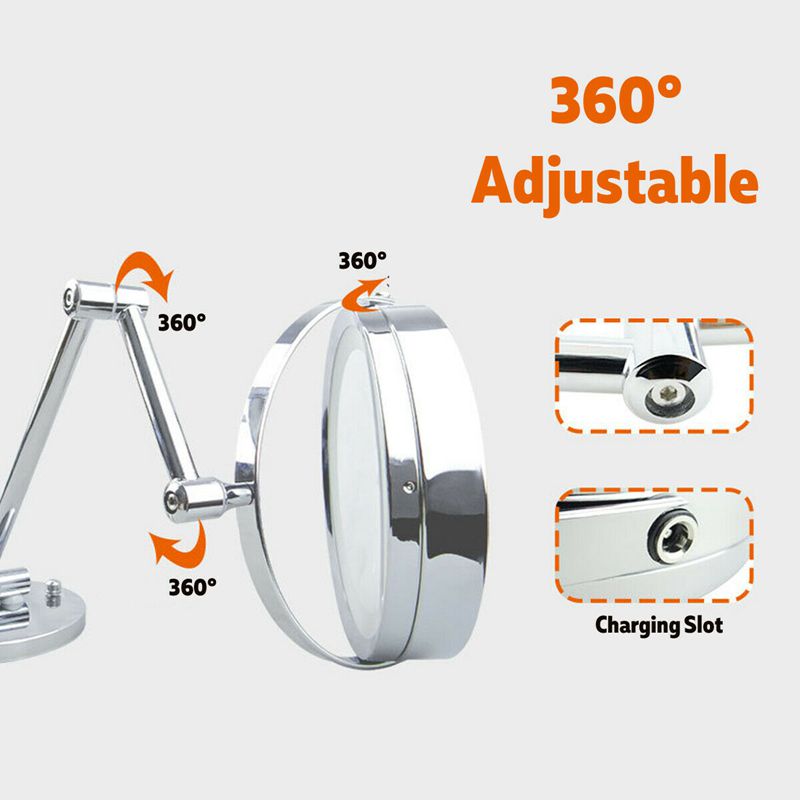 Miroir grossissant Led 10X pour maquillage, miroir de rasage, montage mural pour salle de bains, 360 °