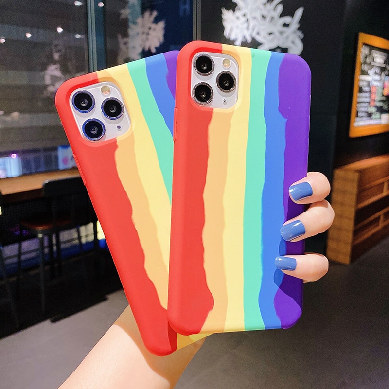 Kunst Regenbogen Flüssigkeit Silikon Telefon Fall für iPhone 11 Pro MAX X XS MAX XR Gel Gummi Schutz Abdeckung für iPhone 7 8 Plus SE