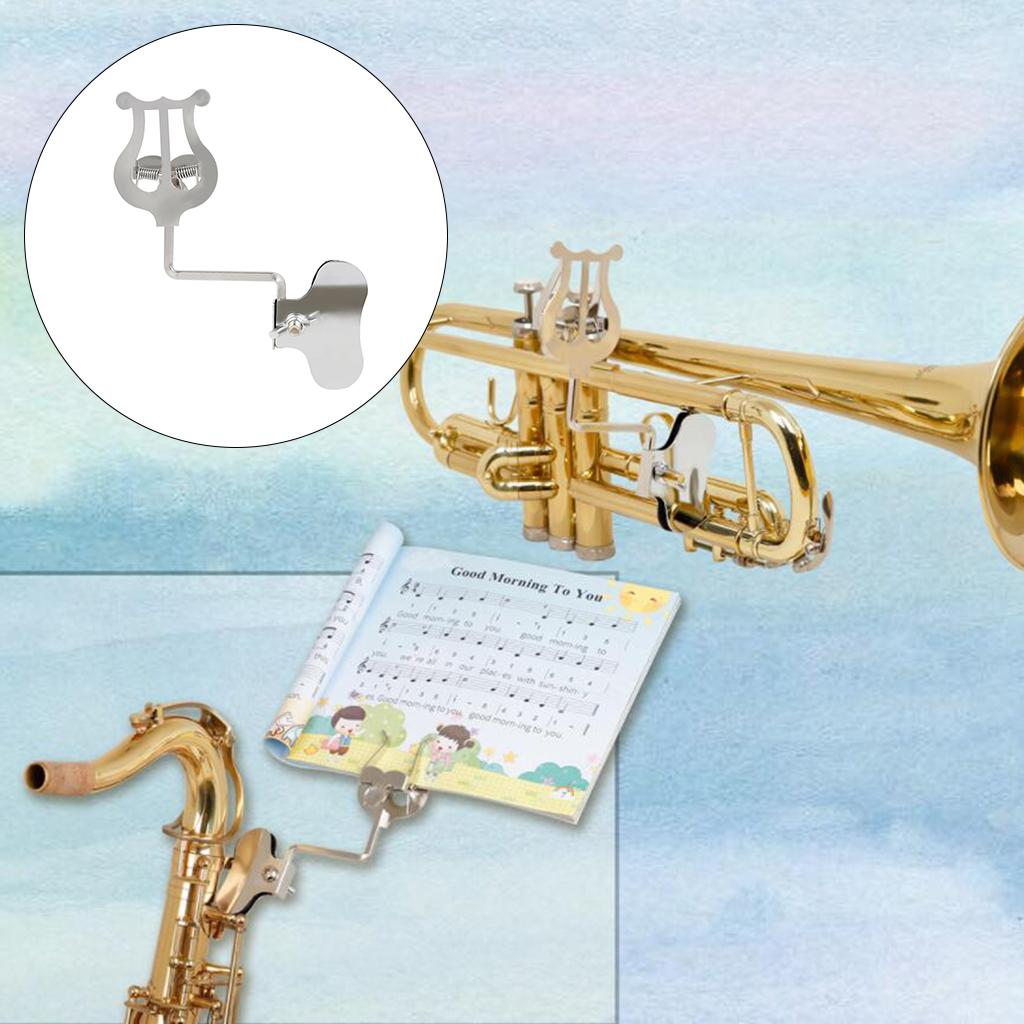 Clamp On Stand Sheet Music Clip Accessories Folder Metal Trumpet Trombone Lightweight Durable Universal Portable Marching Lyre