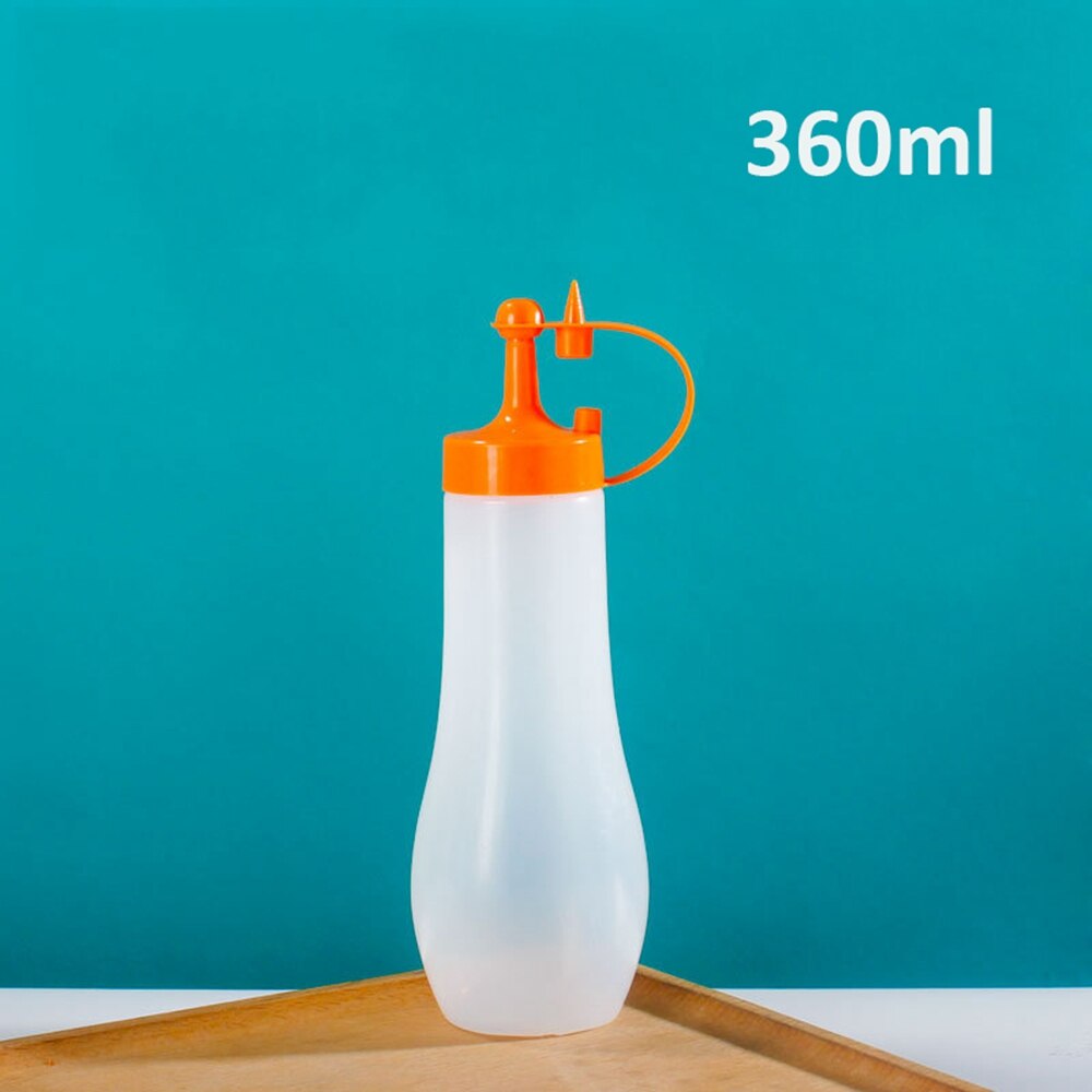 250/360/480/720ml bouteille de compression avec bouchon pour Ketchup moutarde Mayo Sauces chaudes huile d'olive Condiment presser bouteille outils de cuisine: 360ml-Orange