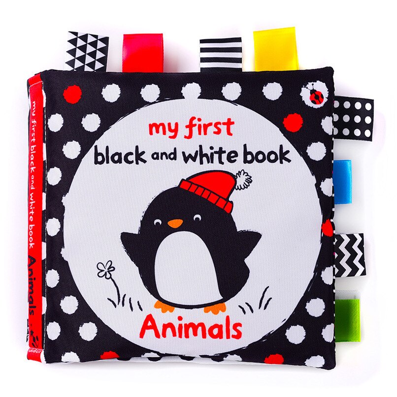 15cm Baby Early Education Cloth Book Visually Stimulated Ringing Paper Does Not Rot, Bite Baby Black and White Label Toy Book