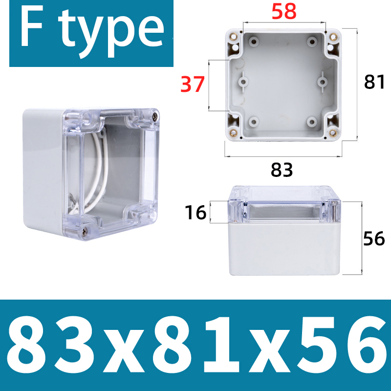 F-type transparent waterproof box Outdoor monitoring box Outdoor waterproof junction box ABS Plastic terminal seal switch box: Brown&White
