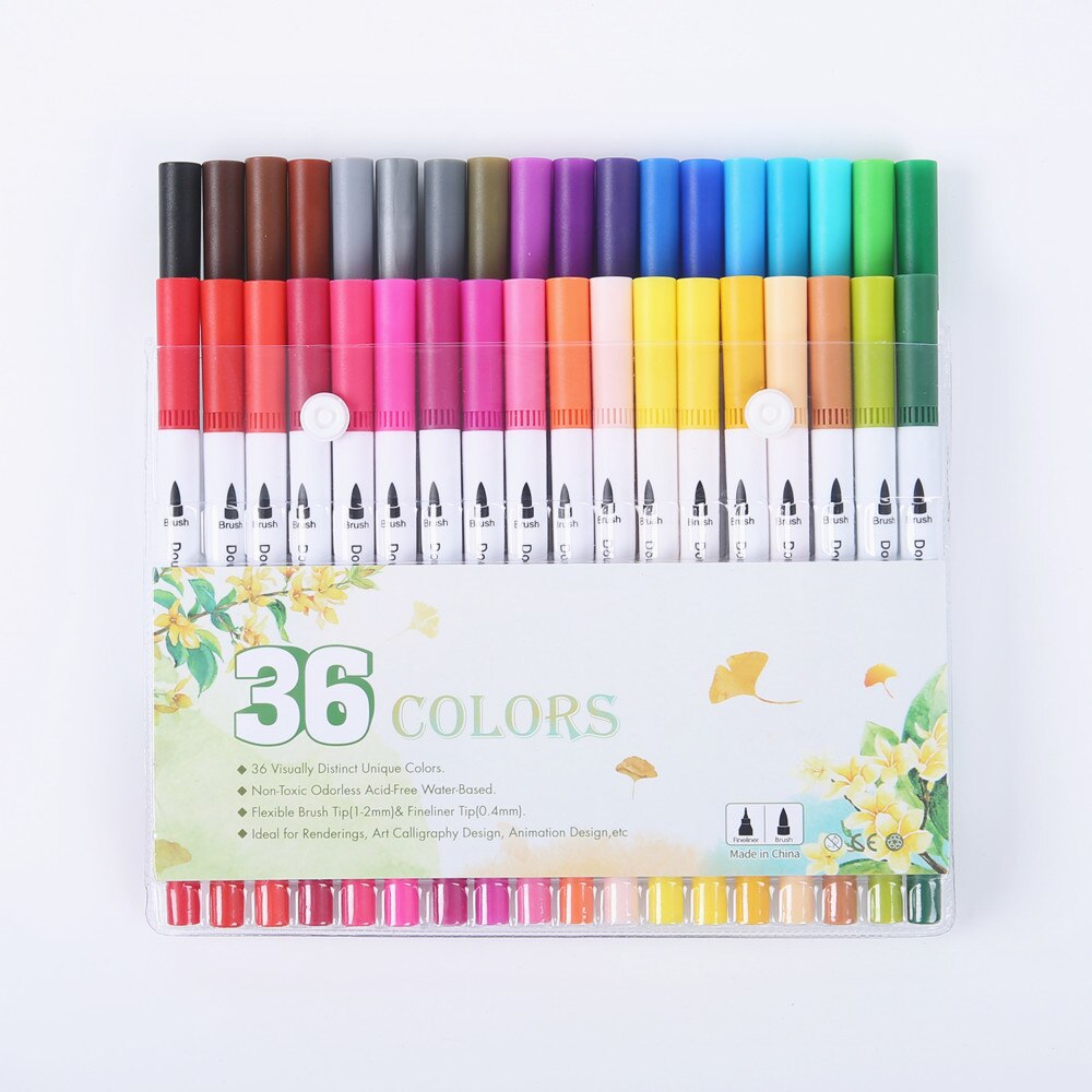 Rotuladores de doble punta para niños y adultos, juego de 12/24/36/48/60/80/100, rotuladores de arte para pintar y dibujar, material escolar: 36colors