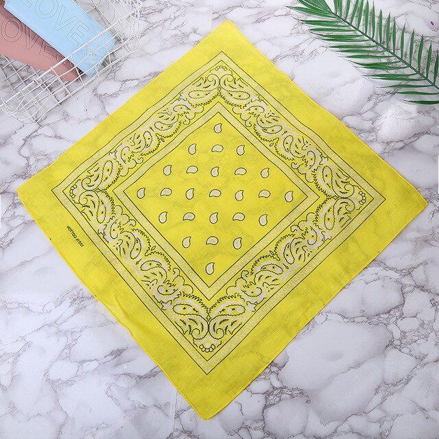 1Pc rouge Bandana chapeaux bandeau de cheveux cou écharpe bandes à poignet carré foulards imprimer mouchoir cheveux accessoires pour les femmes: 1pcs Yellow