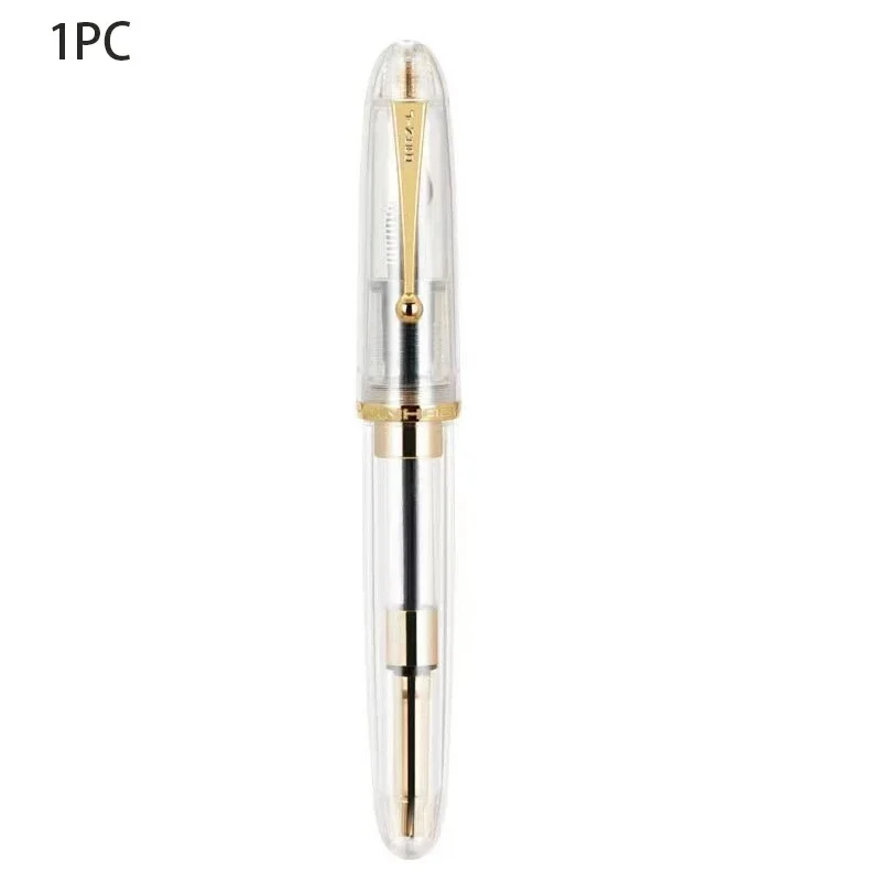 JinHao 9019 pluma estilográfica de lujo acrílico transparente Spin Pen F M papelería suministros escolares de oficina pluma de escritura: Morado / f