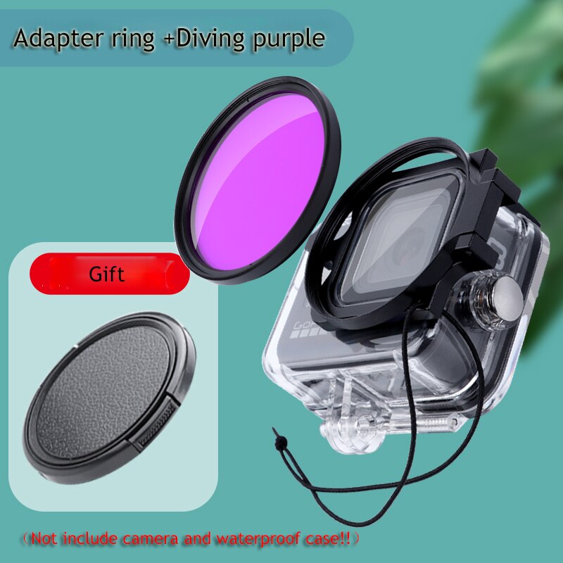 16X Macro Filter for Gopro 10/9/8 Black Original Waterproof Case Diving Red Purple Filter +Adapter Ring+Lens Cap for Gopro 10/9: B