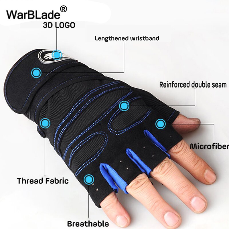 Wbl masculino luvas de ginásio exercício protegendo respirável musculação treino luvas esportivas fitness peso-levantamento metade dedo luvas