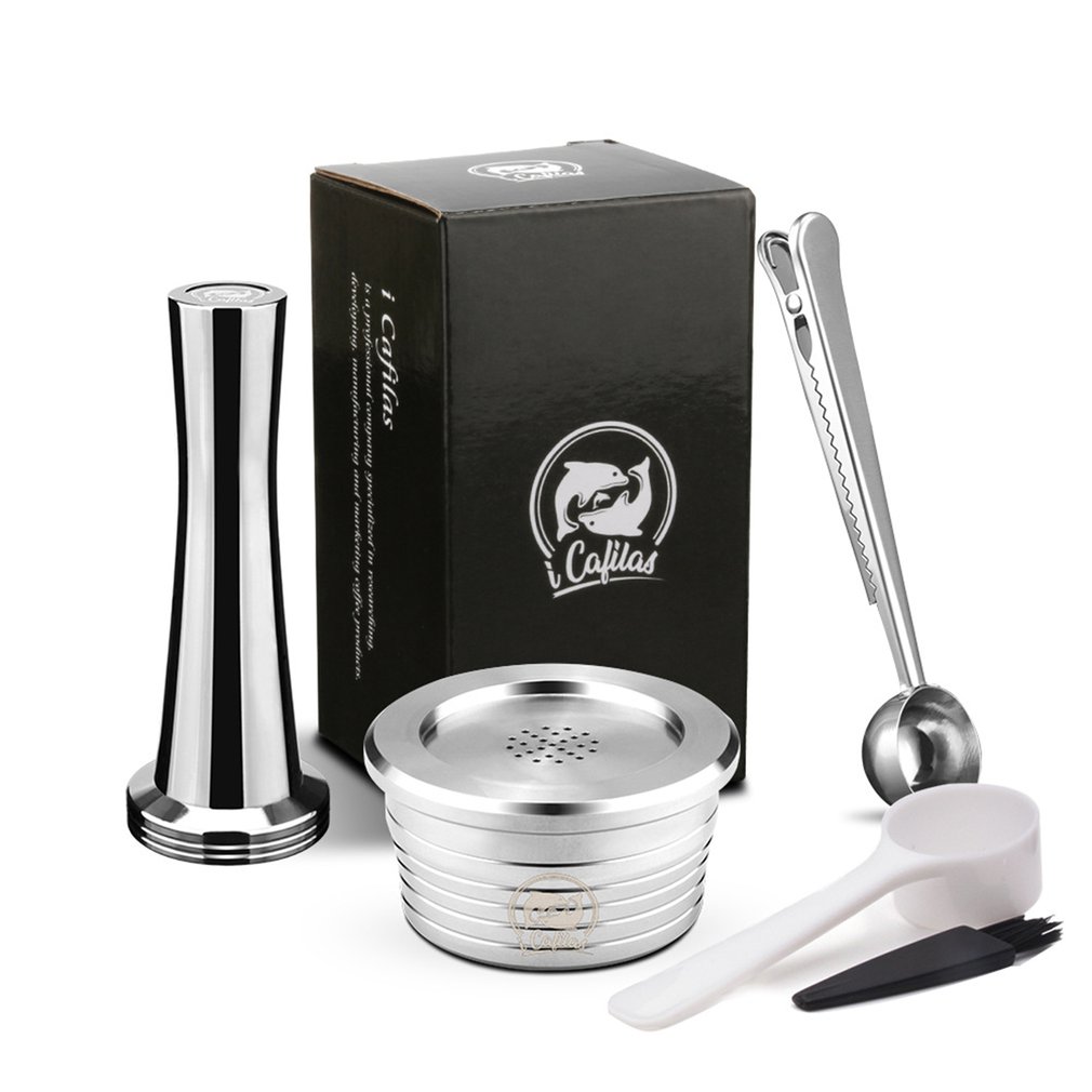 Stainless steel Refillable Coffee Capsule Pod Filter Dripper Tamper Compatible with DELTA Q/ Coffee Machine