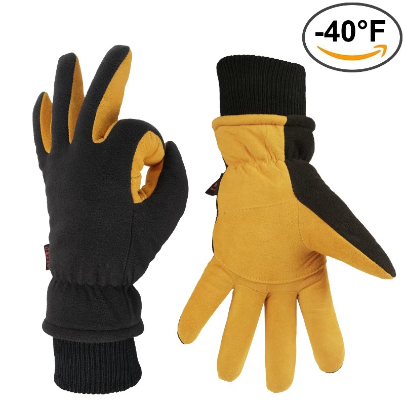 Winter Handschuhe Hirschleder Leder Wasser-Beständig Winddicht Isolierte Arbeit Handschuh für Driving Radfahren Wandern Schnee Skifahren 8008