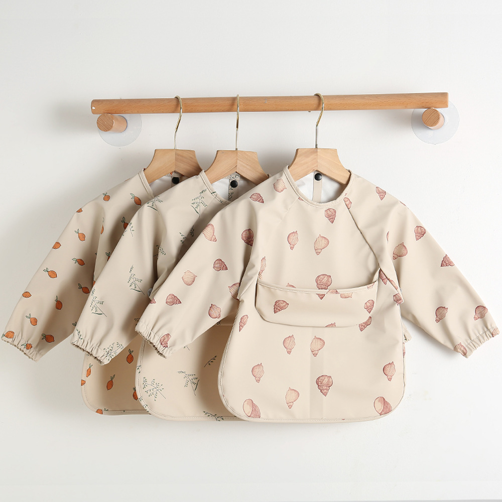 Baby Long Sleeved Bibs Children Toddler Bibs Art Crafts Waterproof Mealtime Protection Washable Easy Clean Smock for Kid