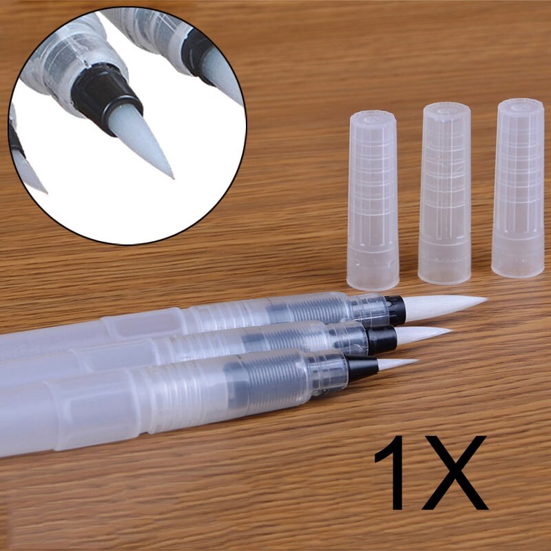 Bolígrafo de tinta rellenable, pincel de agua para pintar, caligrafía, pluma para ilustración, papelería de oficina, PLDI889, 1/3 Uds.: M
