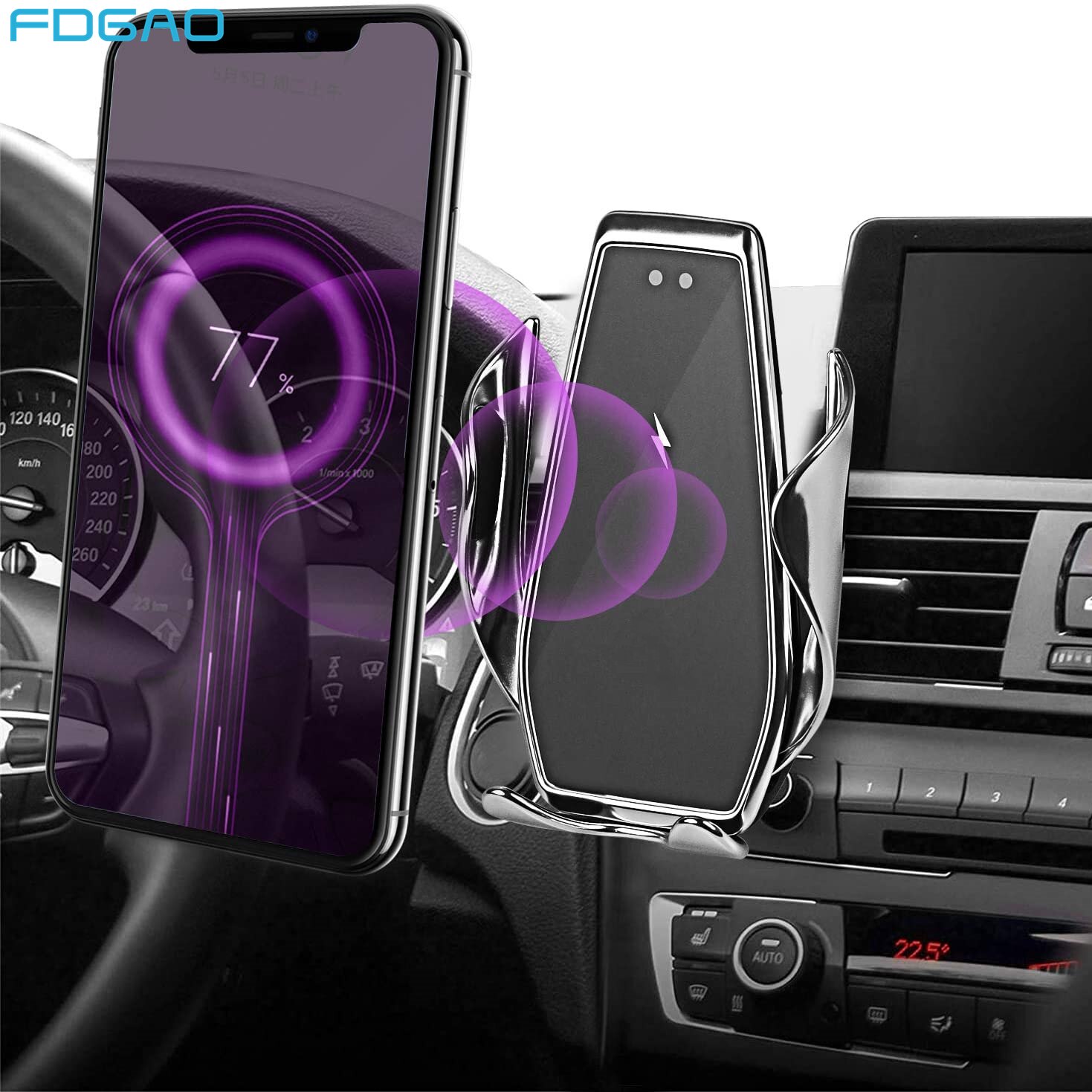 Wireless Car Charger Mount Automatische Spannen Qi 15W Snel Opladen Telefoon Holder Air Vent Voor Iphone 12 11 Xs X 8 Samsung S21 S20