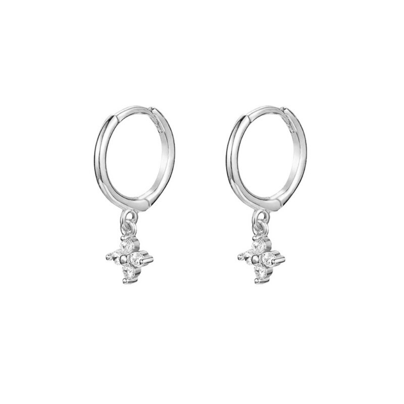 Hoepel Oorbellen Voor Vrouwen Crystal Ice Flower Ronde Cirkel Oorbellen Mode-sieraden Tiny Huggies Oorbellen Pendientes Accessoires: W0013-S