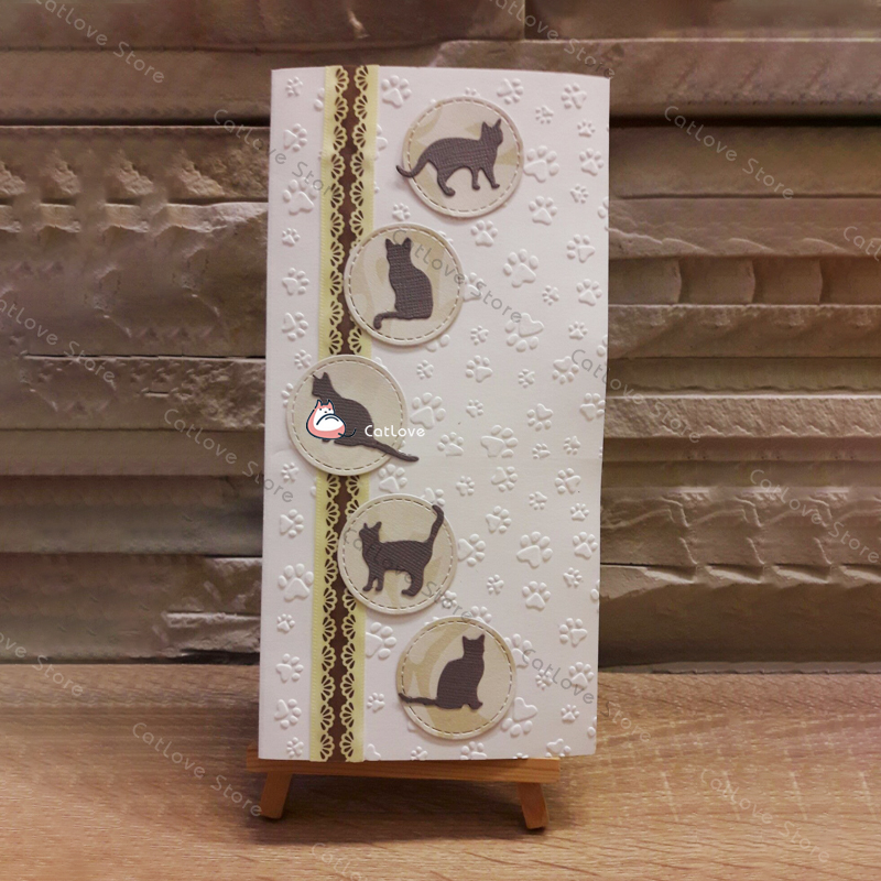 6 Stks/partij Kat Dier Metalen Stansmessen Stencils Voor Diy Scrapbooking Papier Kaart Decoratieve Craft Embossing Die Cuts