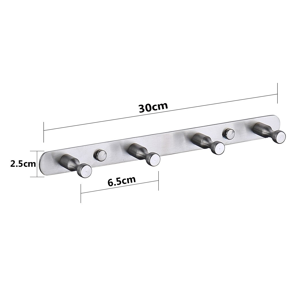 Wire Drawing Hook Wall Mounted 3-7 Holes Hooks Kitchen Wall Door Clothes Towel Hat Row Hooks Robe Hooks Hanger For Hanging: 4-hooks