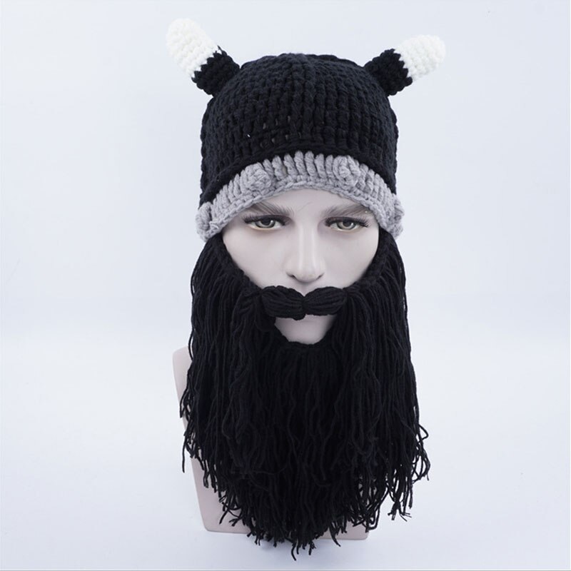 Original Funny Hat 100% Handmade Novelty Knitted Hat Halloween Party Birthday Christmas: black