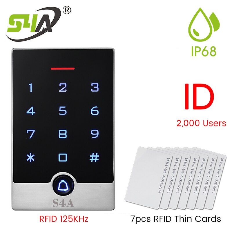 IP68 Waterdichte Standalone Rfid Toetsenbord 125Khz Toegangscontrole Rfid Reader 2000 Gebruiker Touch Screen Keyless Deur Opener: T15W ID cards