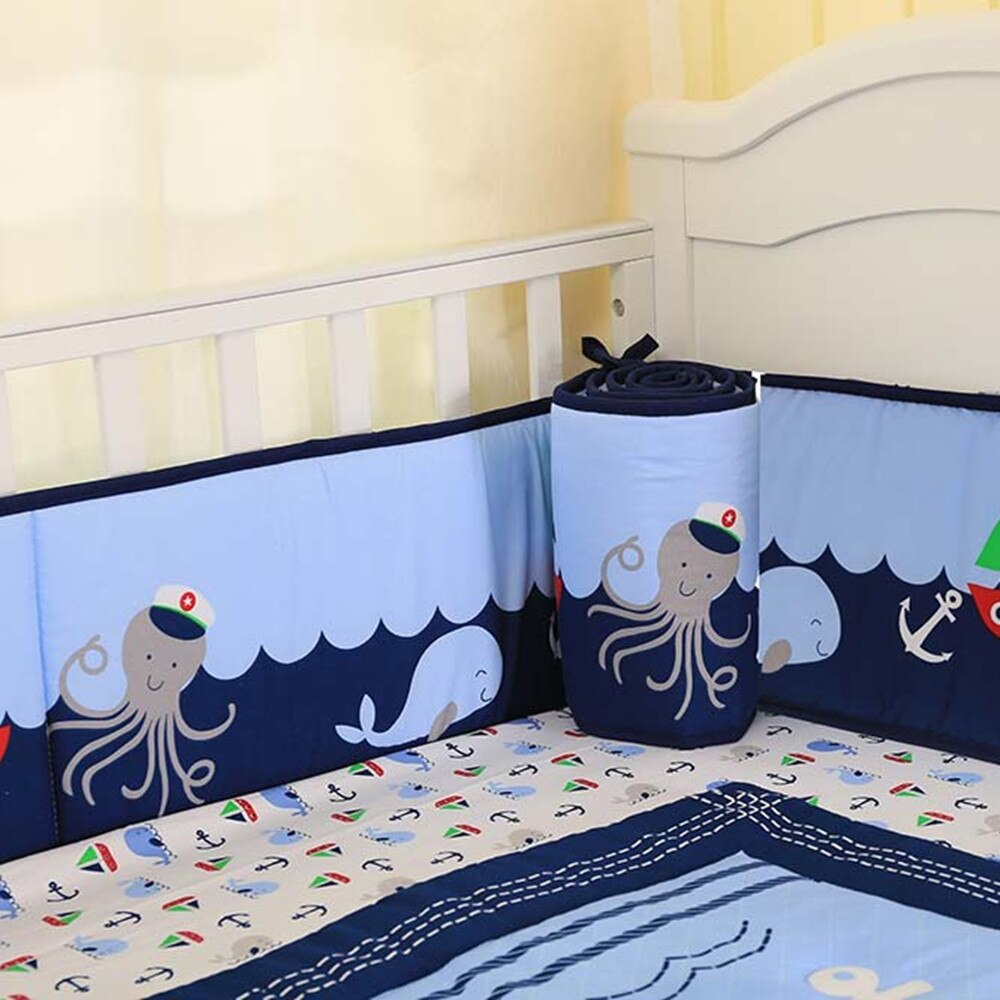 Baby Bed Bumper Cotton Baby Bedding Set Cute Baby Cot Sets Print Soft Baby Decoration Room Elephant 4Pcs