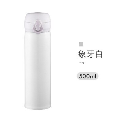 Termo portátil de , botella de agua de acero inoxidable para niños y niñas, termos, taza con aislamiento, gran capacidad, termo para estudiantes: White