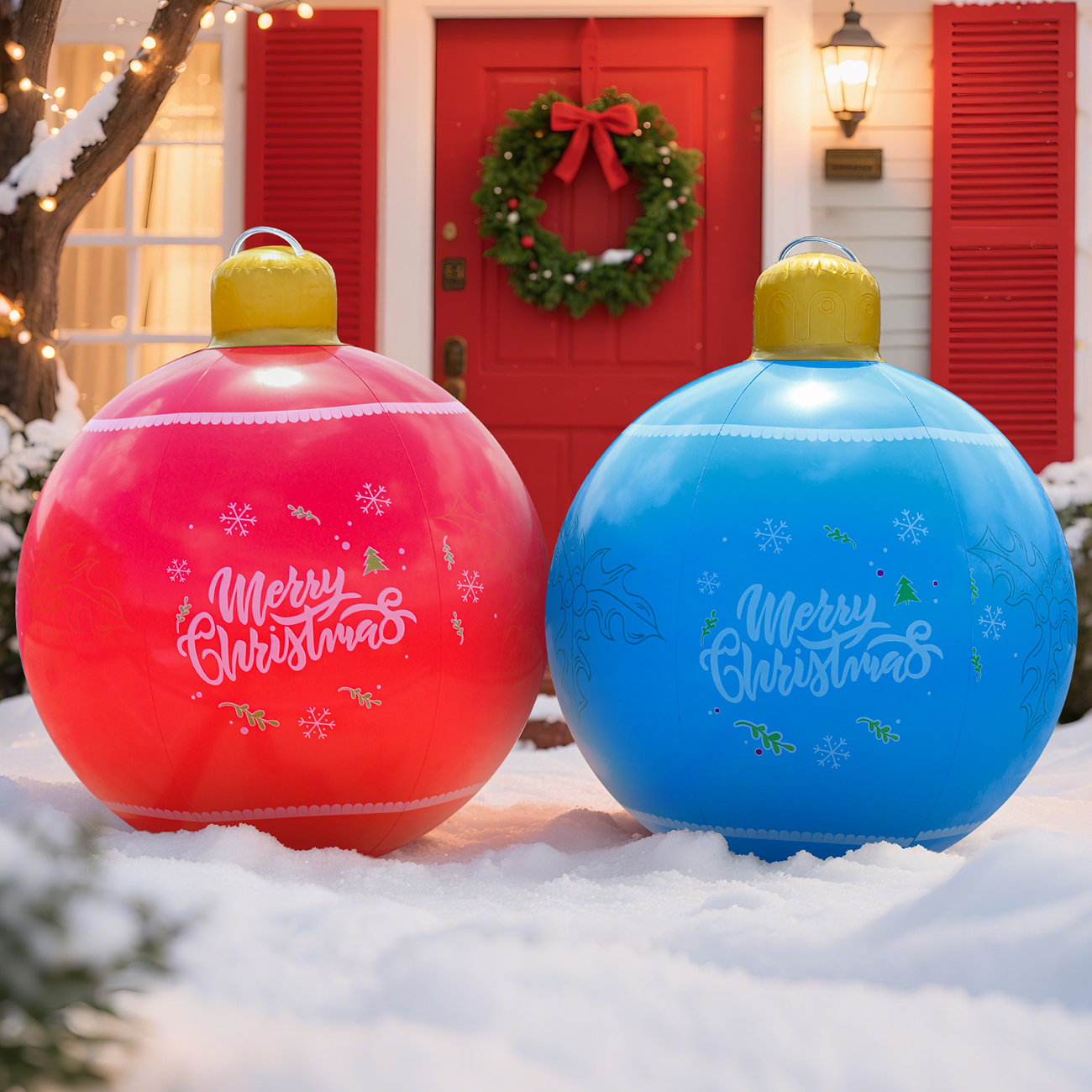 1 szt. Nadmuchiwana świąteczna bomba, duża dekoracyjna kulka na zewnątrz, ozdoby świąteczne na Nowy Rok, dekoracja świąteczna na podwórko, trawnik, werandę.